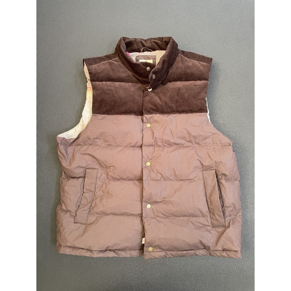 Marine Layer Corduroy Puffer Brown Men's Vest Jacket Snap Front XL